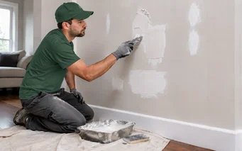 Repaired and repainted drywall with no visible seam